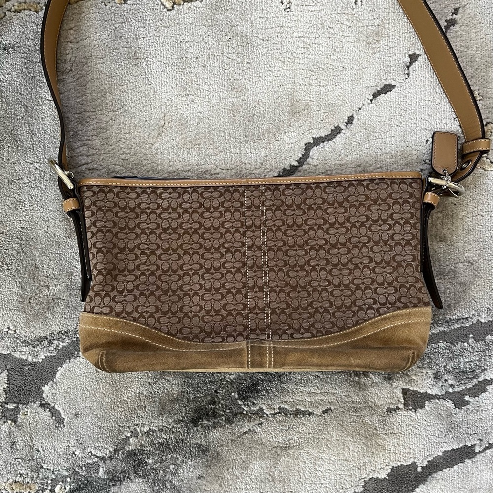 Vintage Coach Y2k Brown Monogram Rectangular Cros… - image 3